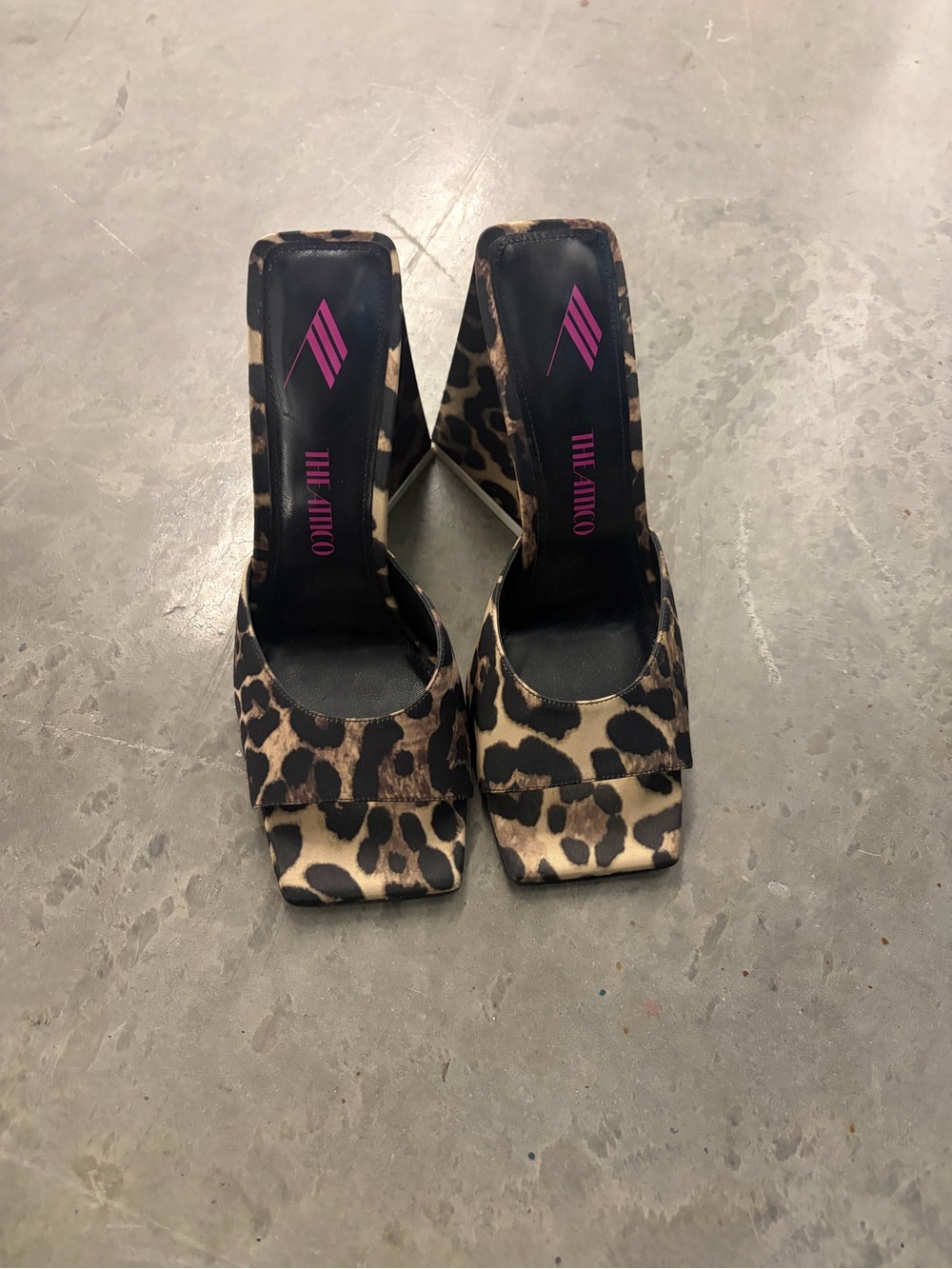 THE ATTICO DEVON LEOPARD PRINT 115MM MULES HEELS SIZE 39 WITH BOX & DUST BAGS